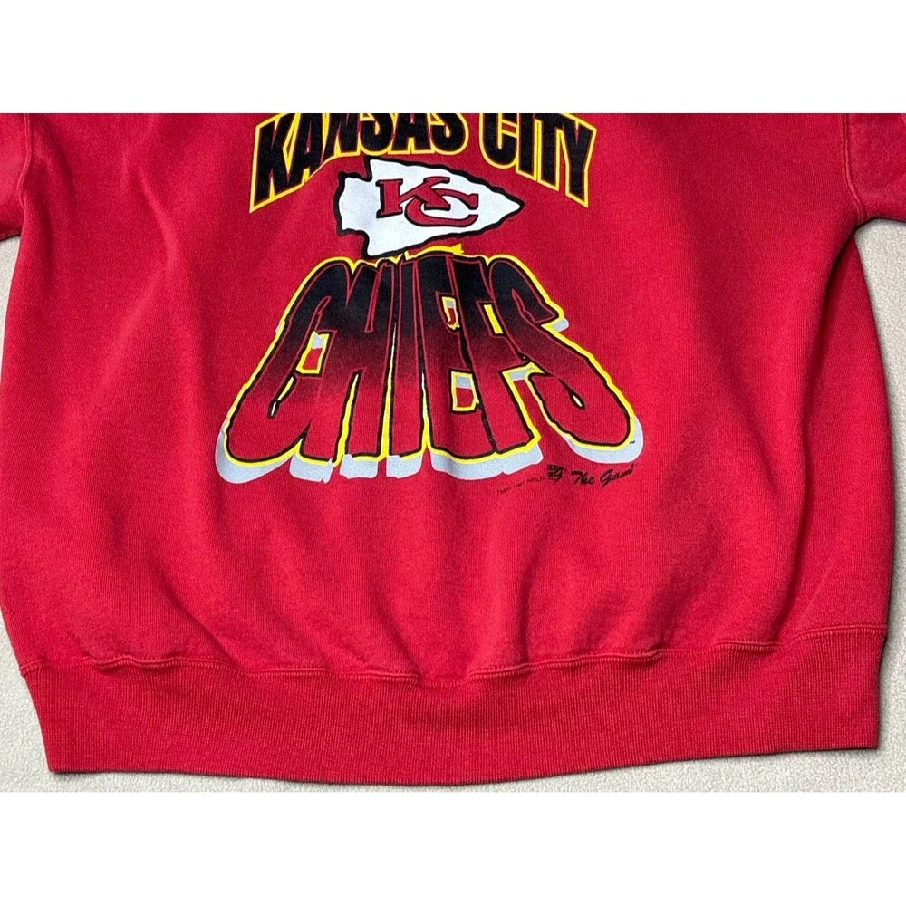 Vintage 90s The Game NFL Mens Kansas City Chiefs Crew Neck Size XL Red Sweater - Picture 3 of 6